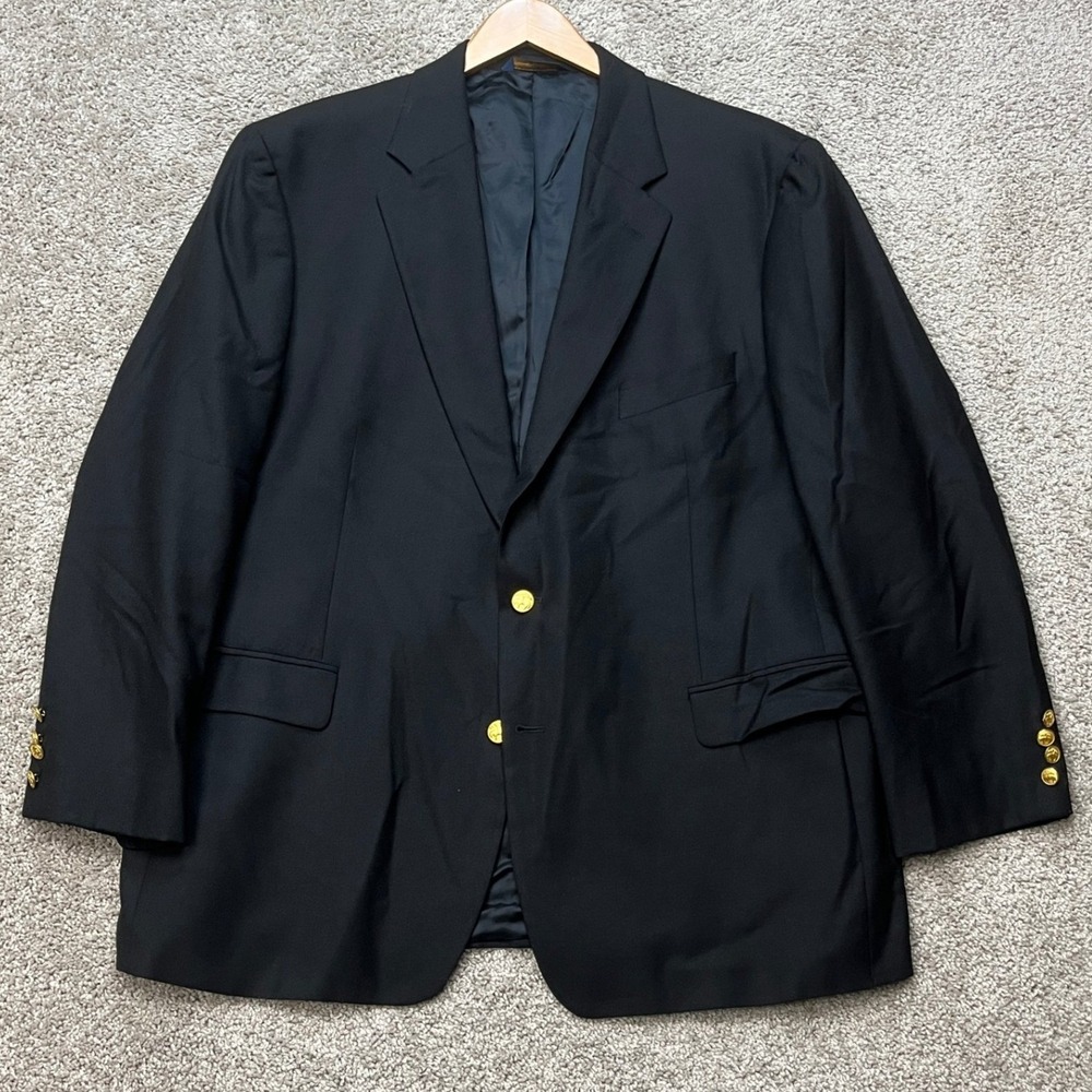 Brooks Brothers Blazer Mens 48R Navy Wool Cashmere Gold Button Sport Coat 346